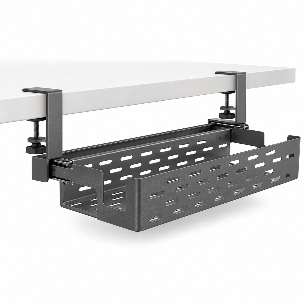 ClampCurve Sliding Under-Desk Cable Tray