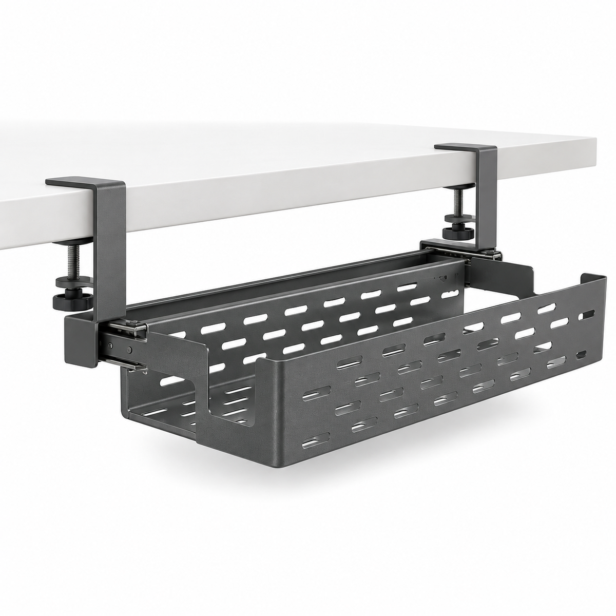 ClampCurve Sliding Under-Desk Cable Tray
