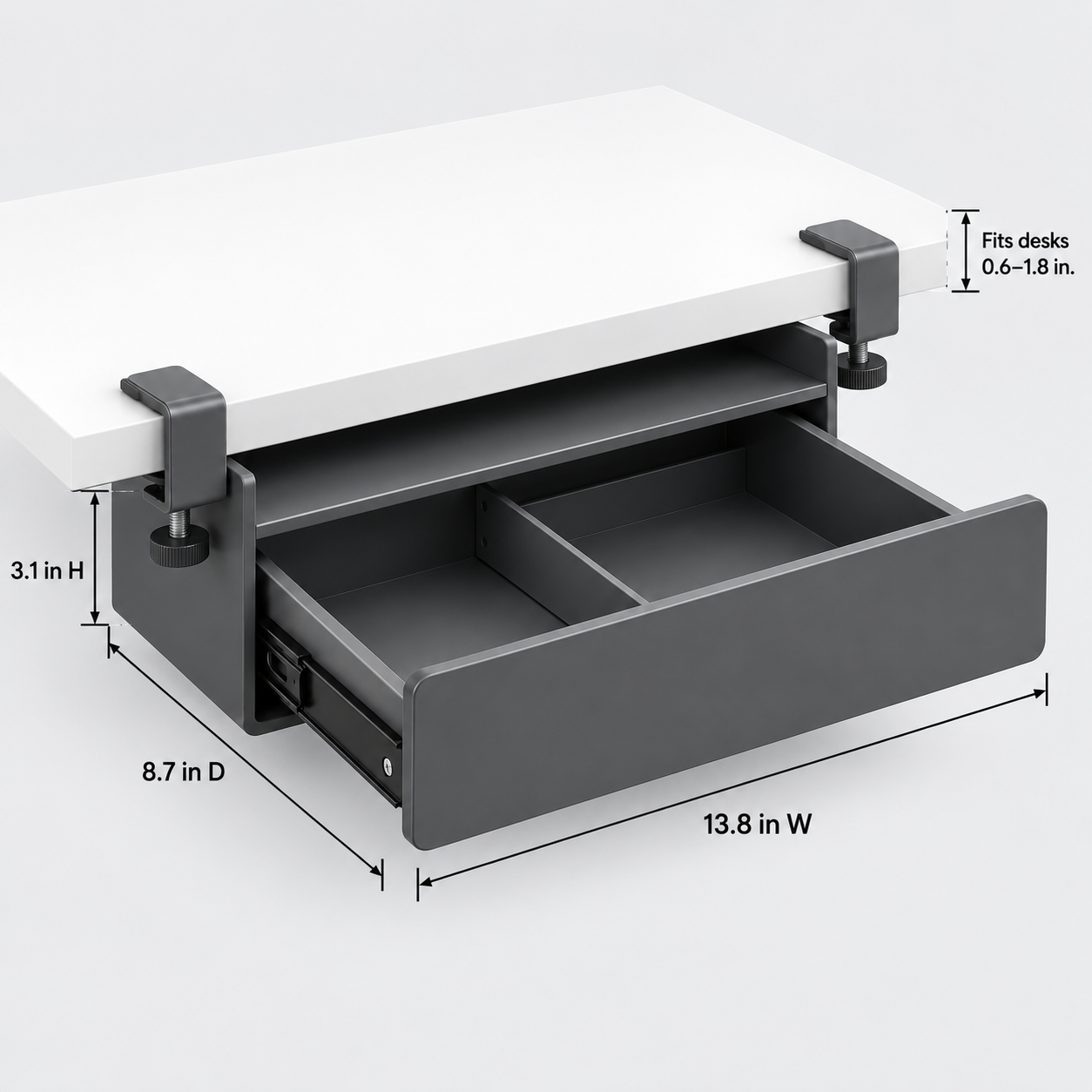 SlideNest Clamp-On Desk Drawer