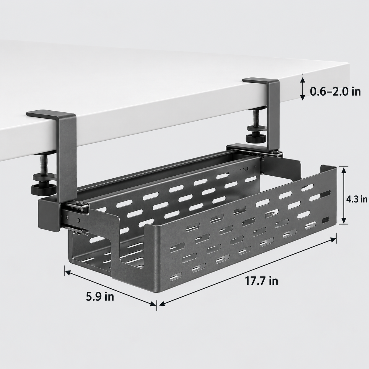 ClampCurve Sliding Under-Desk Cable Tray