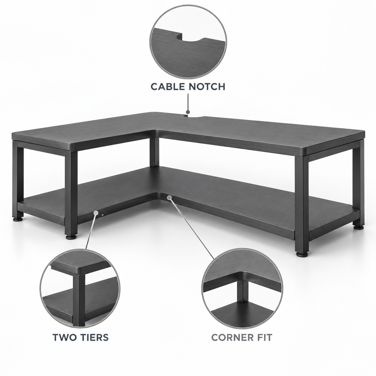 CornerCove Tiered Desk Shelf