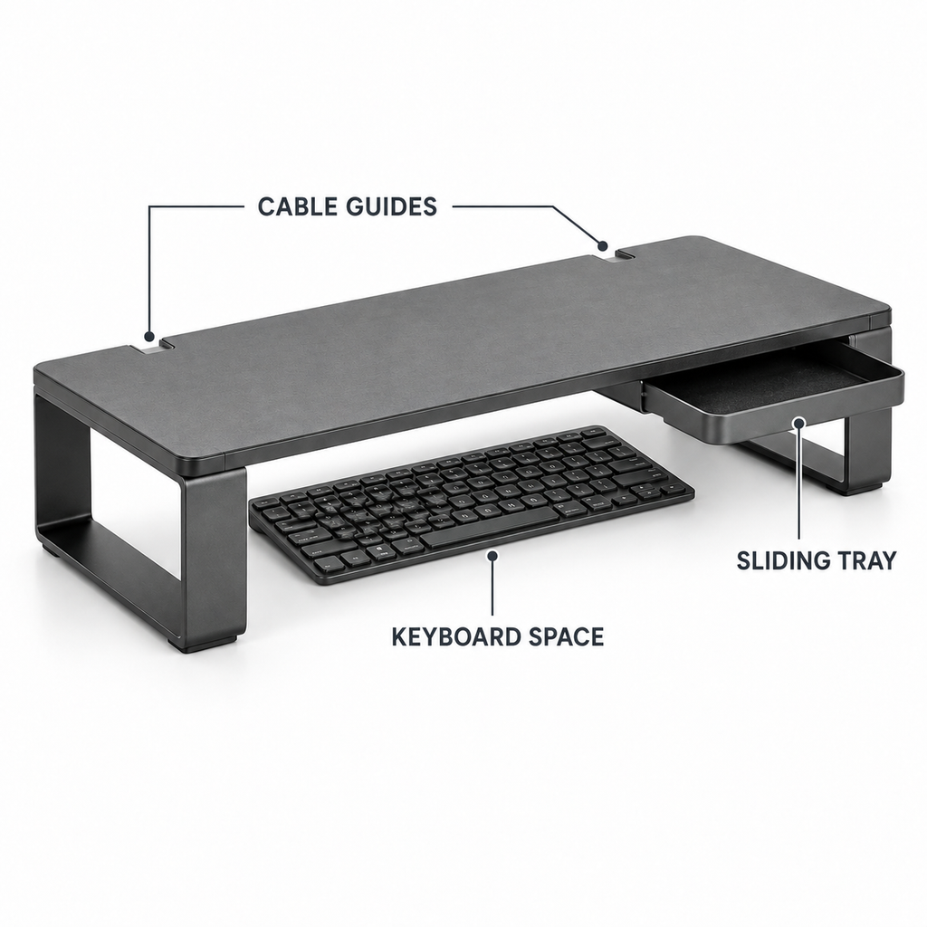 StackSpan Monitor Riser with Sliding Tray