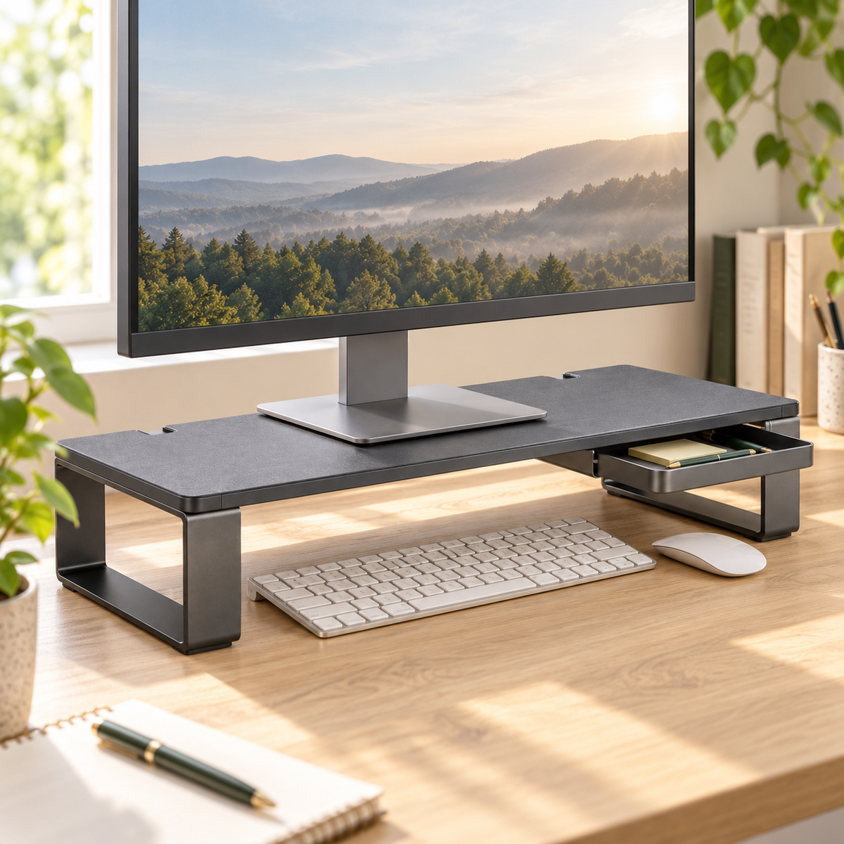 StackSpan Monitor Riser with Sliding Tray