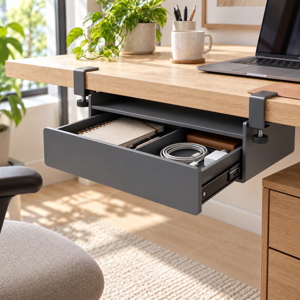 SlideNest Clamp-On Desk Drawer