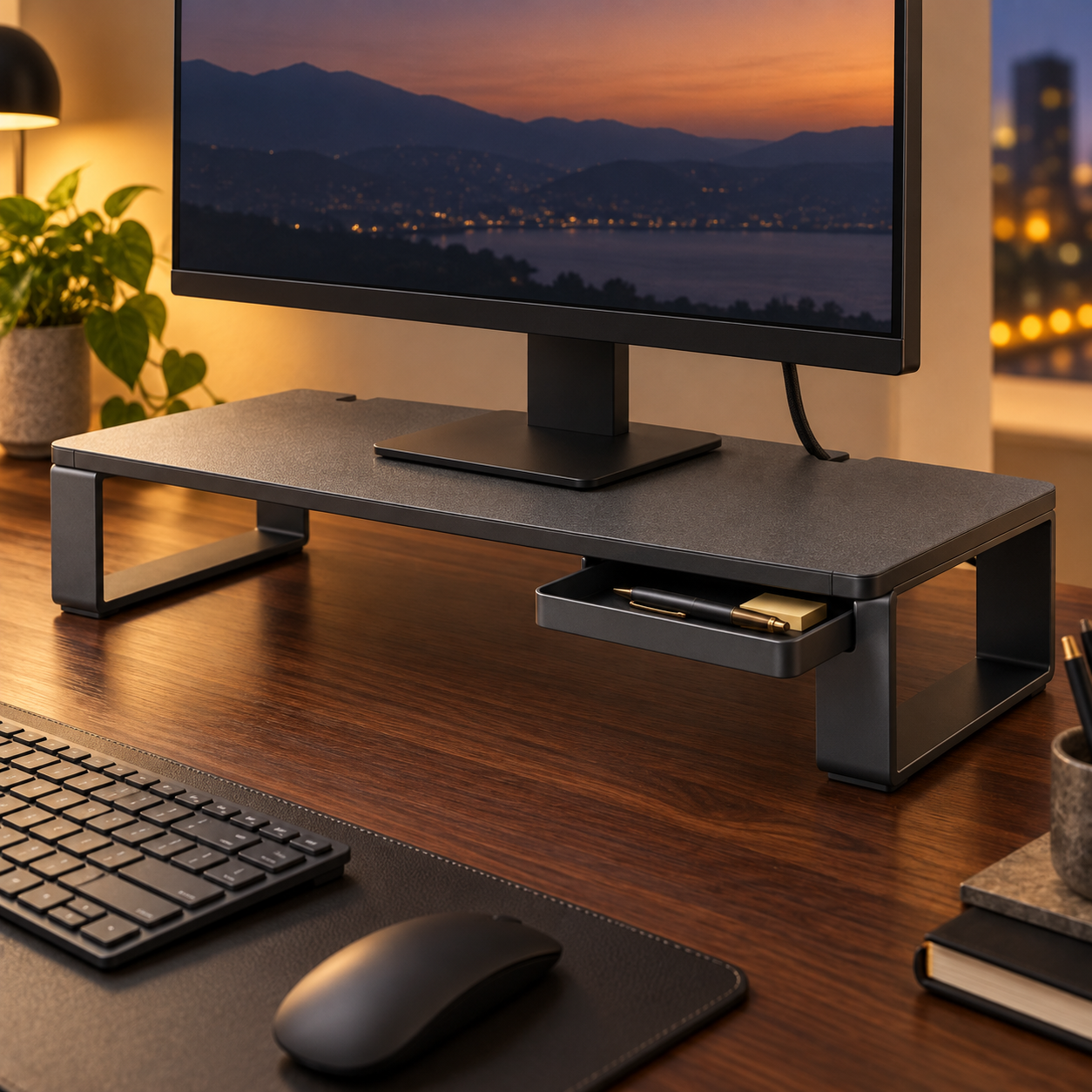 StackSpan Monitor Riser with Sliding Tray