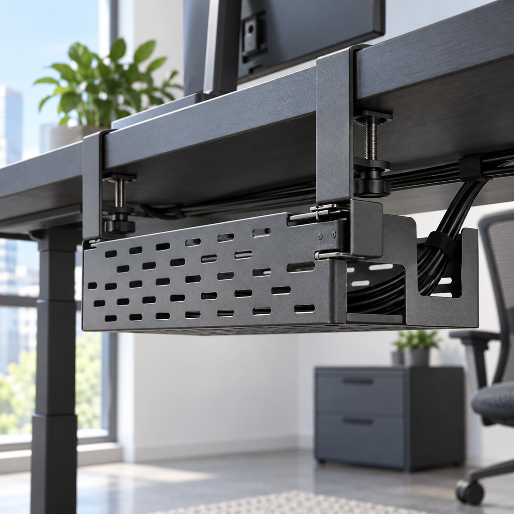 ClampCurve Sliding Under-Desk Cable Tray