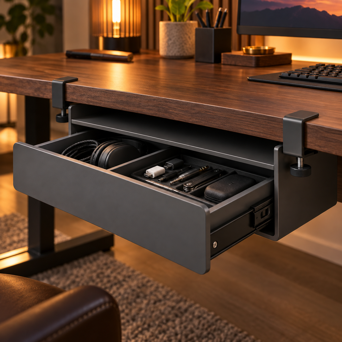 SlideNest Clamp-On Desk Drawer